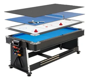 Mesa Multijuego 4 en 1 De Pool, Tejo de Aire, Ping Pong y Mesa Comedor o Juegos