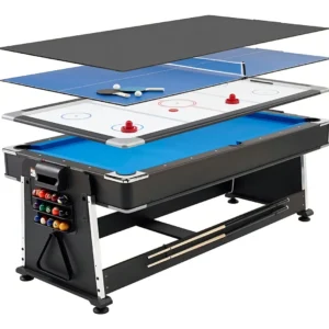 Mesa Multijuego 4 en 1 De Pool, Tejo de Aire, Ping Pong y Mesa Comedor o Juegos